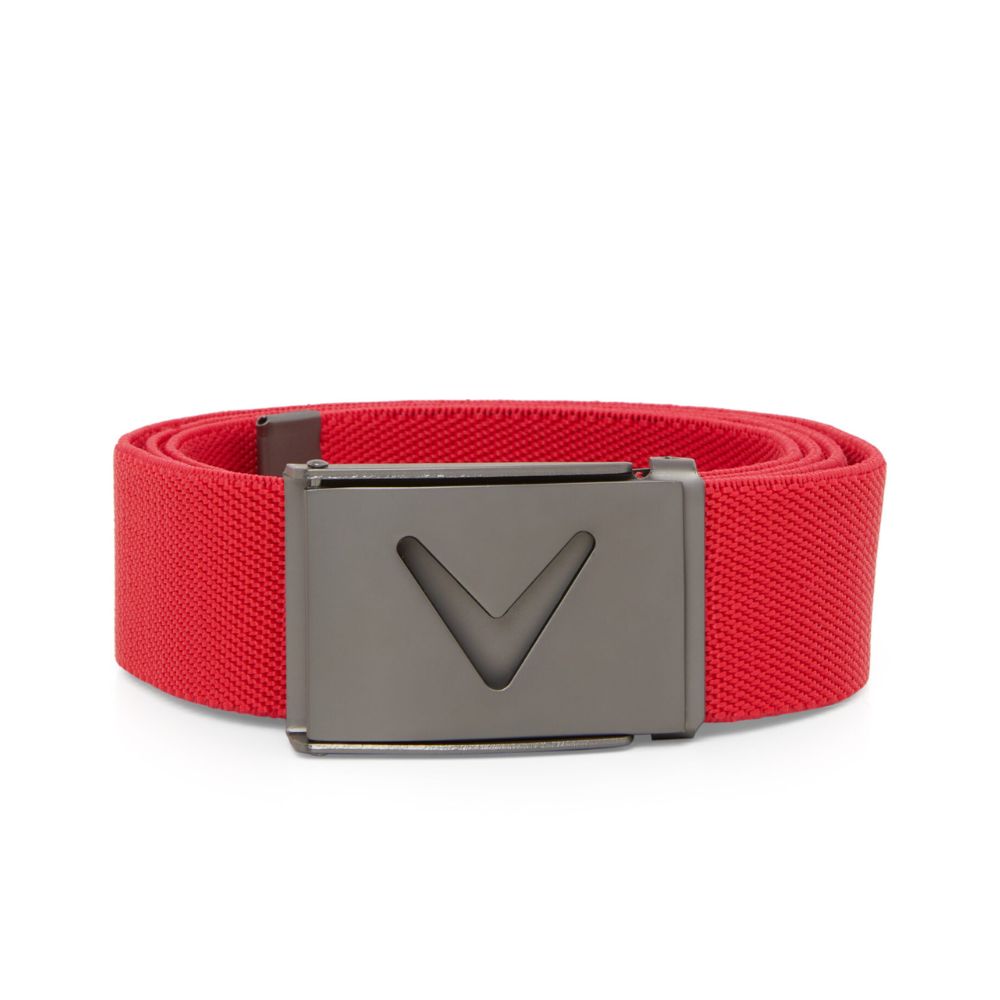 Callaway Golf V Logo Mens Web Belt CGASE0R3 Hibiscus Red Major Golf Direct