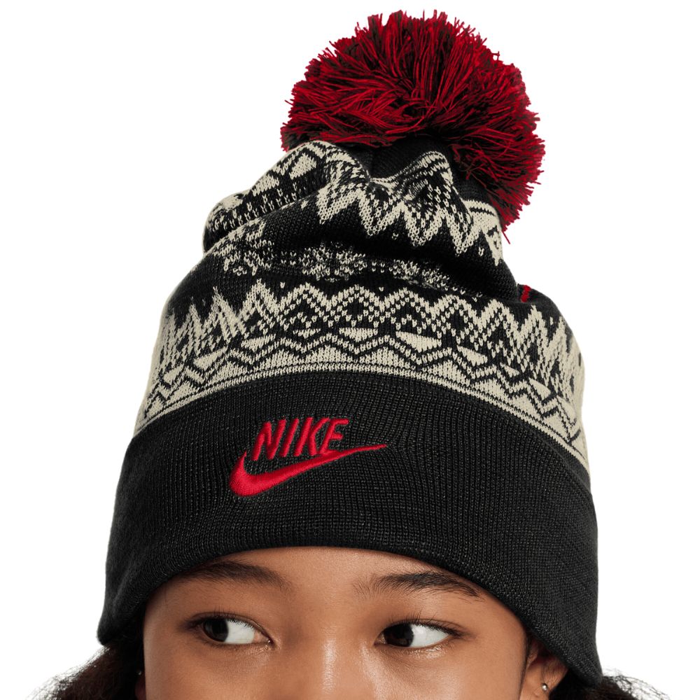 Nike Peak Fair Isle Golf Beanie Bobble Hat 2024 HF0188 010 Major Golf Direct