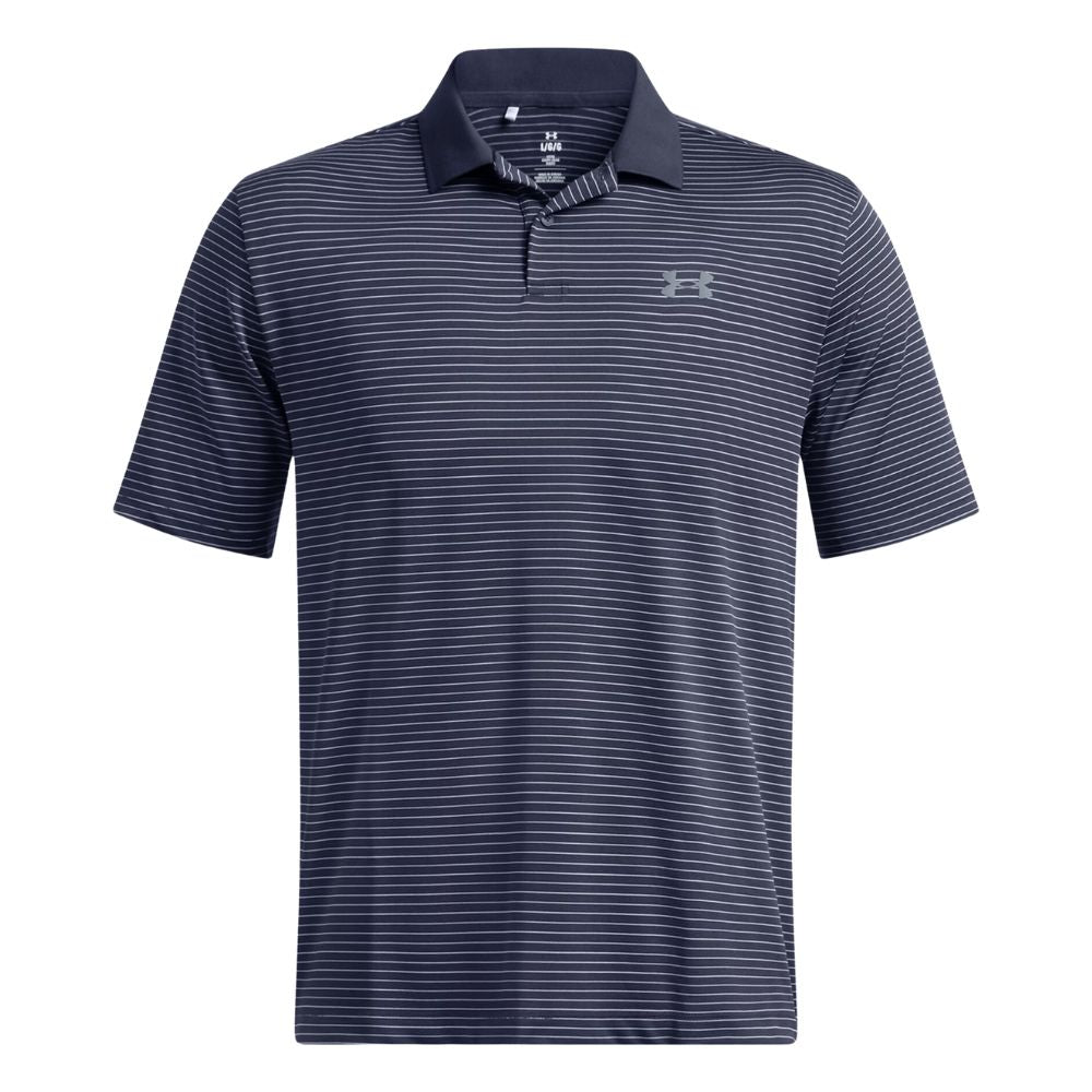 Under Armour Performance 3.0 Stripe Golf Polo Shirt - 1377376-416 Midnight Navy / Flared Orange / Midnight Navy 416 S