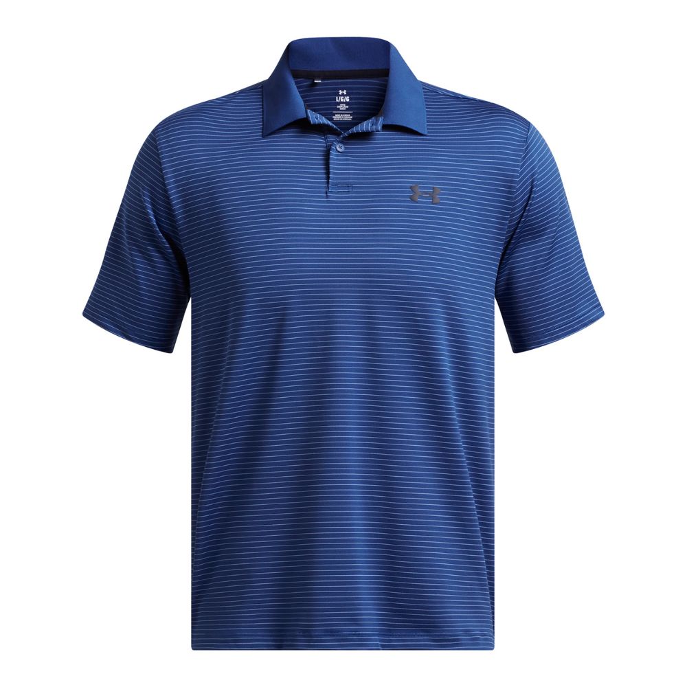 Under Armour Performance 3.0 Stripe Golf Polo Shirt - 1377376-432 Tech Blue / Horizon Blue / Midnight Navy 432 S