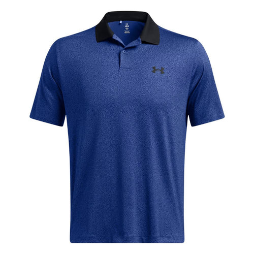 Under Armour Performance 3.0 Printed Golf Polo Shirt 2024 1377377-432 Tech Blue / Black / Black 432 M 