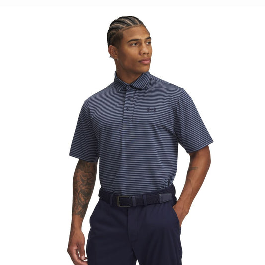 Under Armour Playoff 3.0 Stripe Golf Polo Shirt 2025 - 1378676-424 Midnight Navy / Downpour Grey / Midnight Navy 424 M