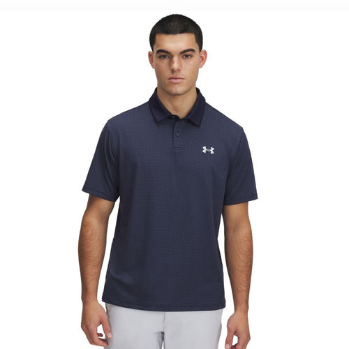 Under Armour Tee To Green Printed Mens Golf Polo Shirt 2025 - 1383715-414 Midnight Navy / Halo Gray 414 M