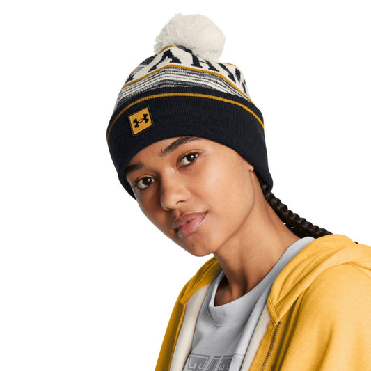 Under Armour Golf Halftime Pom Beanie 2024 1386634-111 Summit White / Golden Yellow / Black 111  