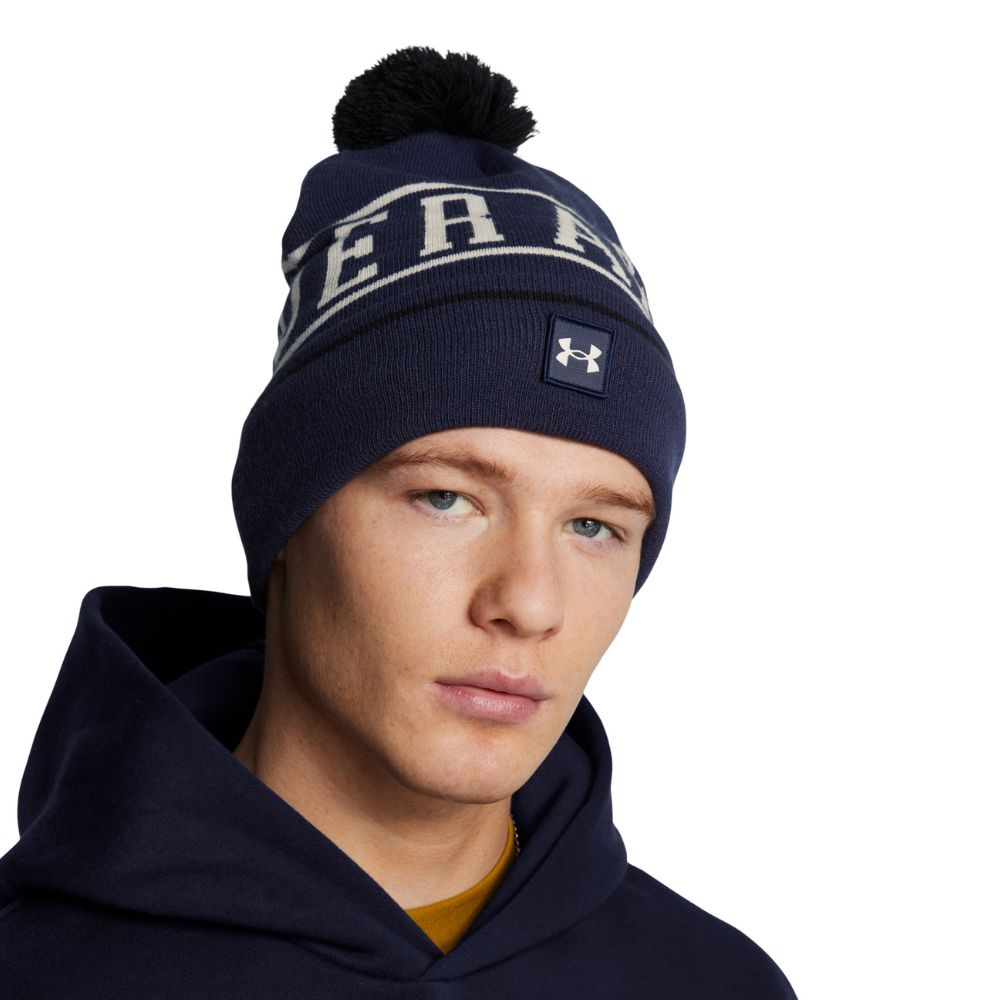 Under Armour Golf Halftime Pom Beanie - 1386634-410 Midnight Navy / Summit White / White 410