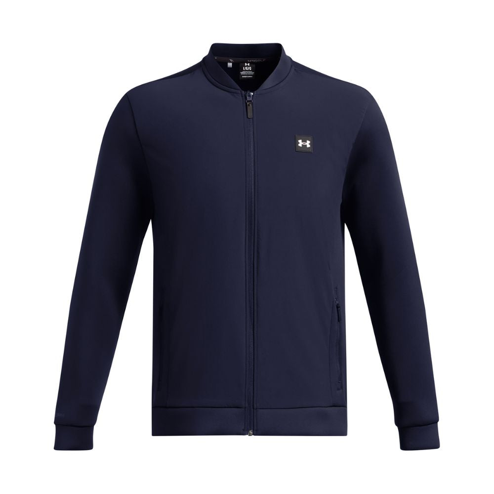 Under Armour Drive Pro Storm Hybrid Full Zip Golf Jacket 2024 1387117-410 Midnight Navy / Metallic Silver 410 M 