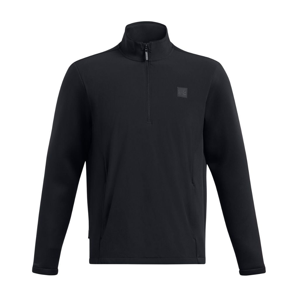 Under Armour Drive Storm Hybrid 1/2 Zip Pullover Golf Top 2024 1387118-001 Black / Metallic Silver 001 M 