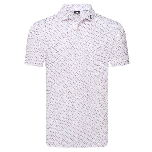 FootJoy Bounce Print Pique Golf Polo Shirt 2025 - 34042 White / Hibiscus / Flint M