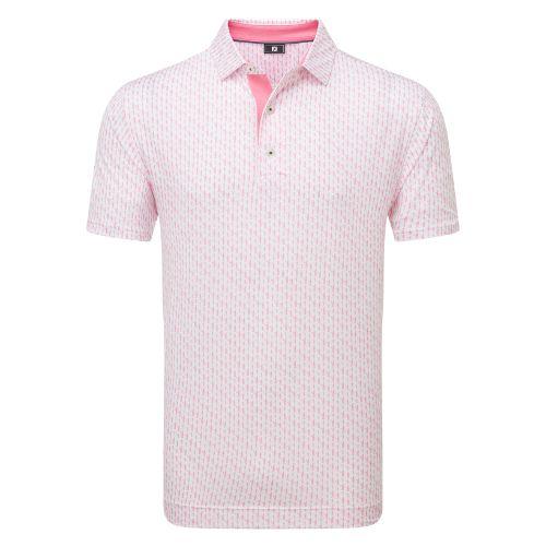 FootJoy Seabrook Figure Print Lisle Golf Polo Shirt 2025 - 34051 White / Pink Lemonade M