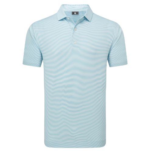 FootJoy Micro Feeder Stripe Lisle Golf Polo Shirt 2025 - 34134 Light Blue / White M