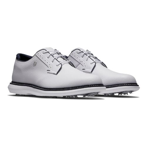 FootJoy Traditions Blucher Mens Spiked Golf Shoes 57938 - White Navy