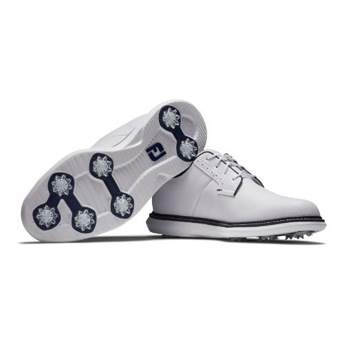 FootJoy Traditions Blucher Mens Spiked Golf Shoes 57938 - White Navy