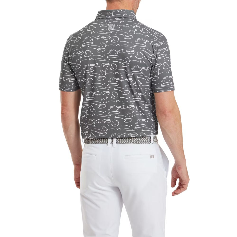 Footjoy Golf Course Doodle Pique Golf Polo Shirt 81584 - Gravel   