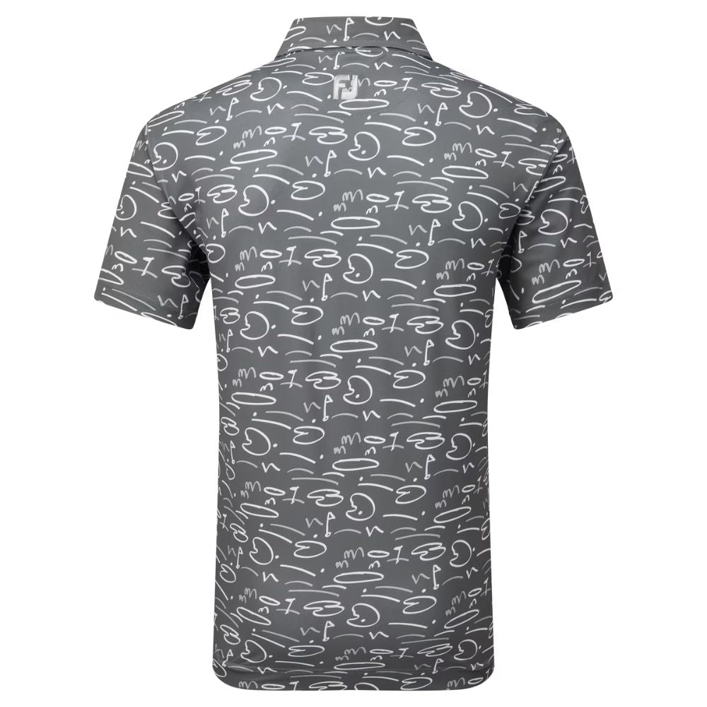 Footjoy Golf Course Doodle Pique Golf Polo Shirt 81584 - Gravel   