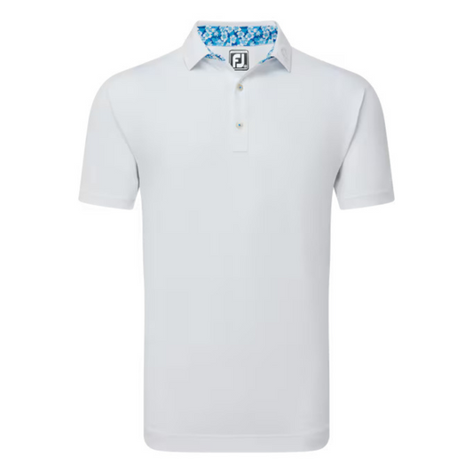 FootJoy Solid with Primrose Trim Pique Polo Shirt - 81592 White S