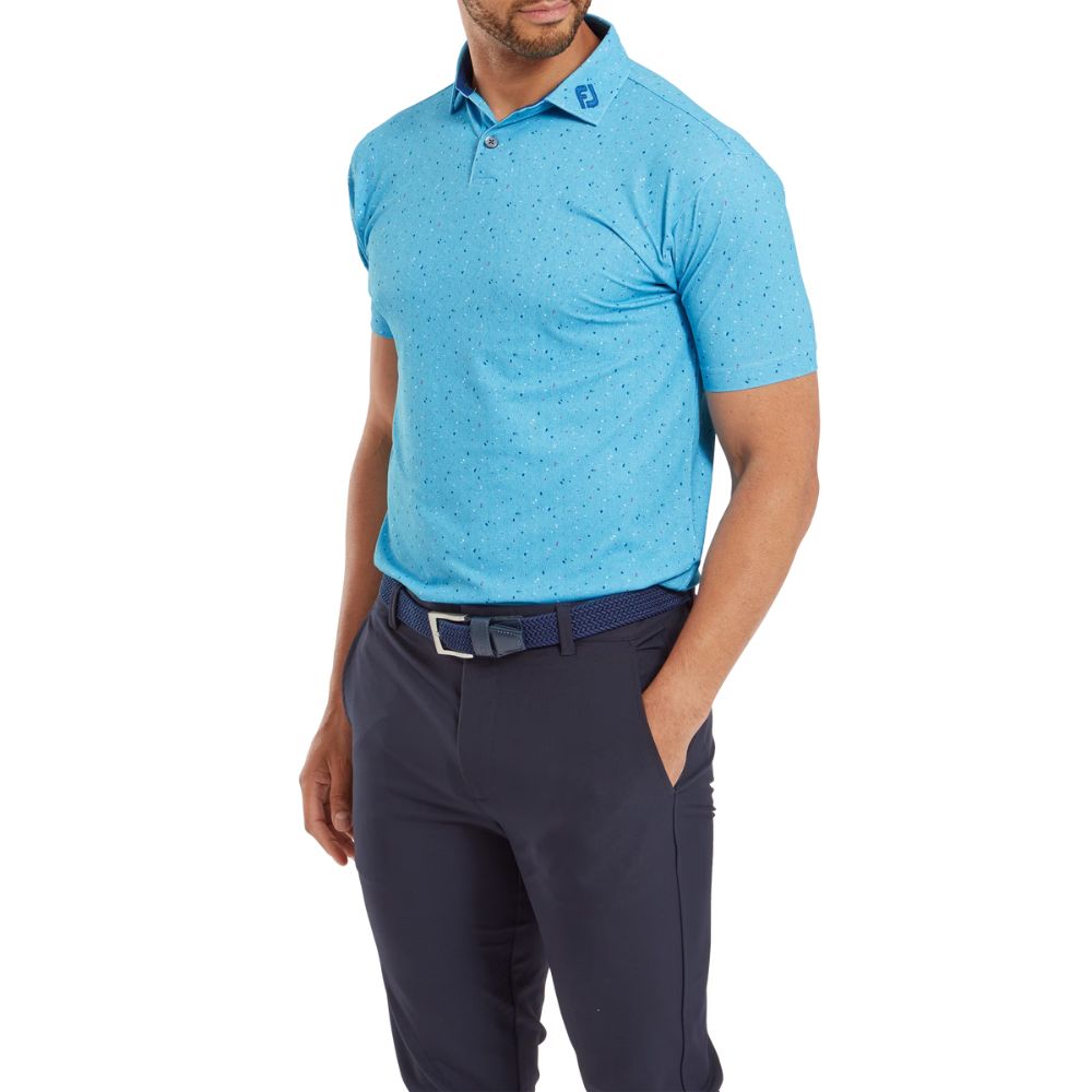 Footjoy Tweed Texture Pique Golf Polo Shirt 81596 - Blue Sky   