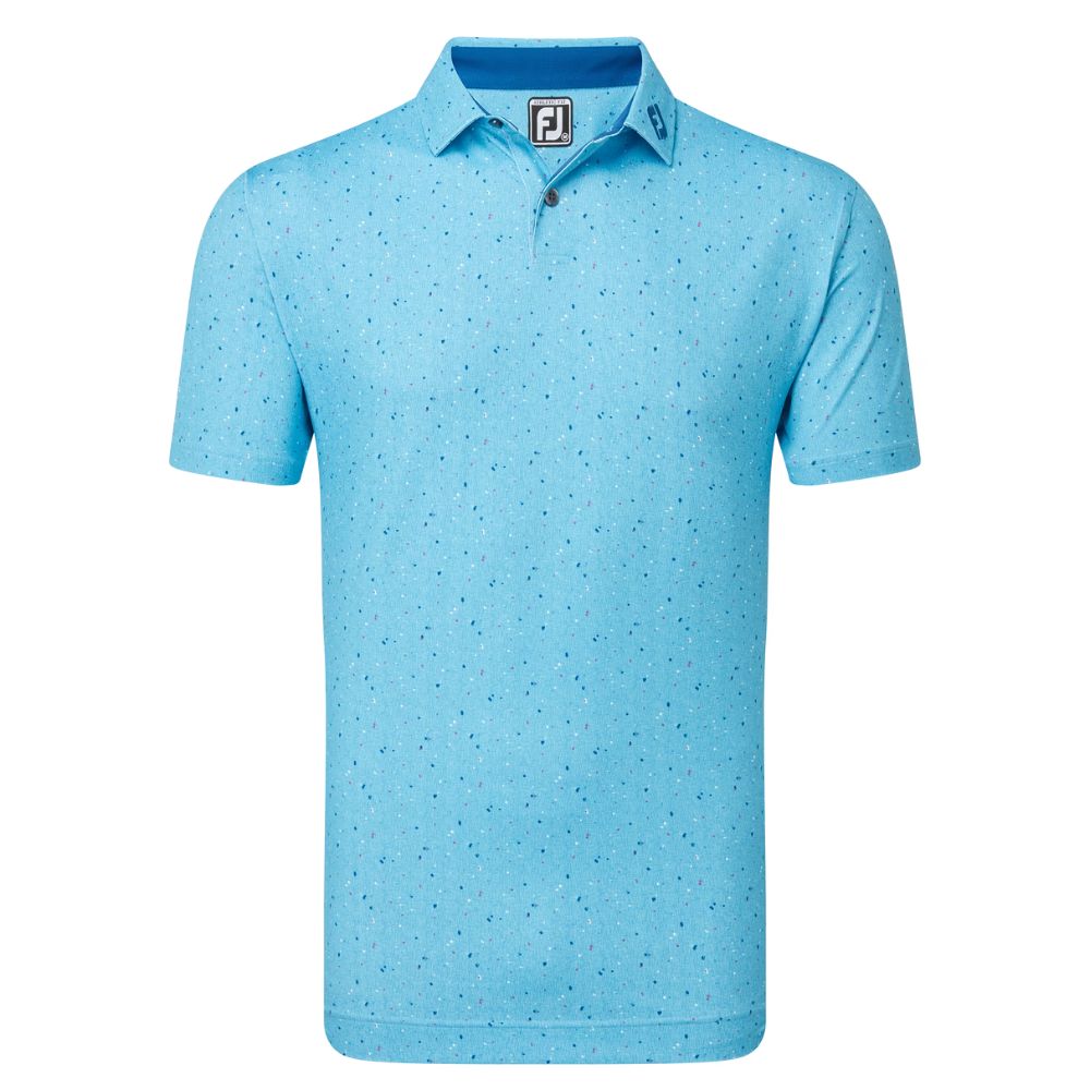 Footjoy Tweed Texture Pique Golf Polo Shirt 81596 - Blue Sky Blue S 