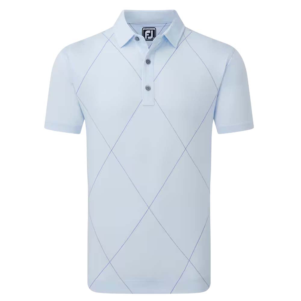 FootJoy Raker Print Mist Pique Golf Polo Shirt 81605 Blue Mist S 