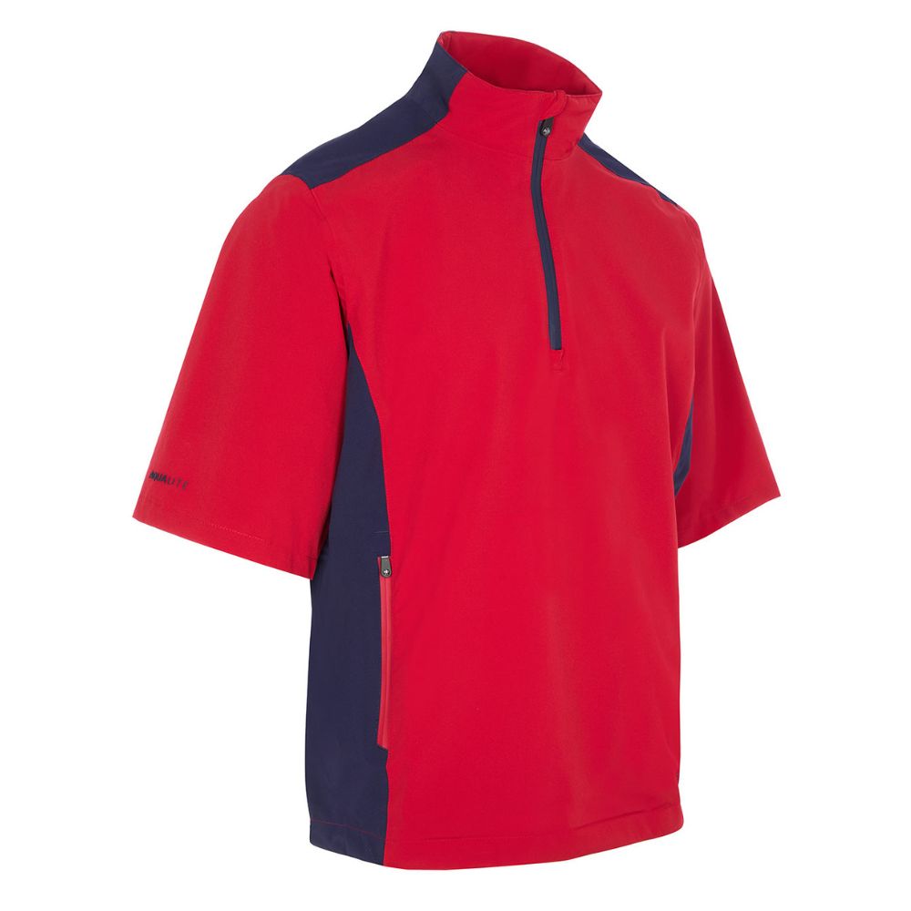 ProQuip Golf Aqualite 1/2 Sleeve Mens Waterproof Jacket Navy/Red M 