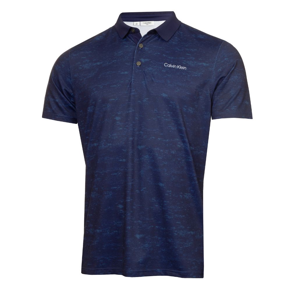 Calvin Klein Textured Slate Golf Polo Shirt 2024 CKMA24914 - Evening Blue Print Evening Blue Print M 