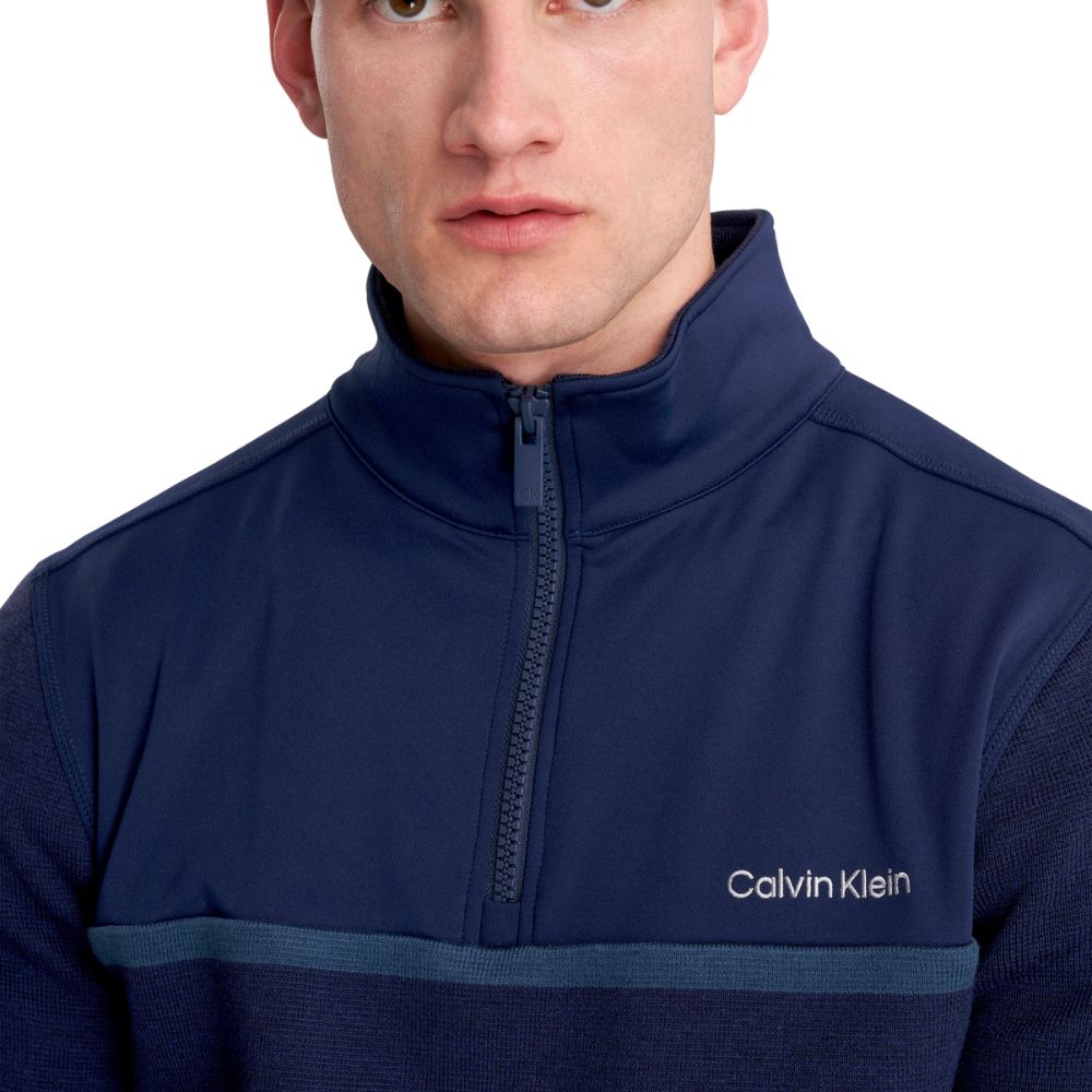 Calvin Klein Padera 1/4 Zip Hybrid Sweater 2024 CKMA24918 - Evening Blue Marl   