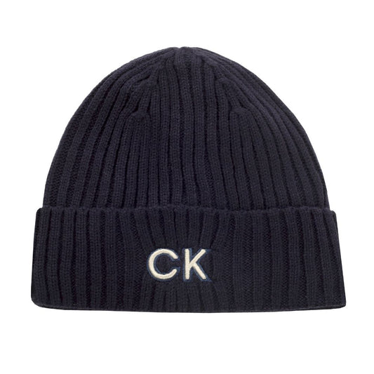 Calvin Klein Ribbed Knit Golf Beanie Hat 2024 CKMA24930 - Evening Blue Evening Blue  