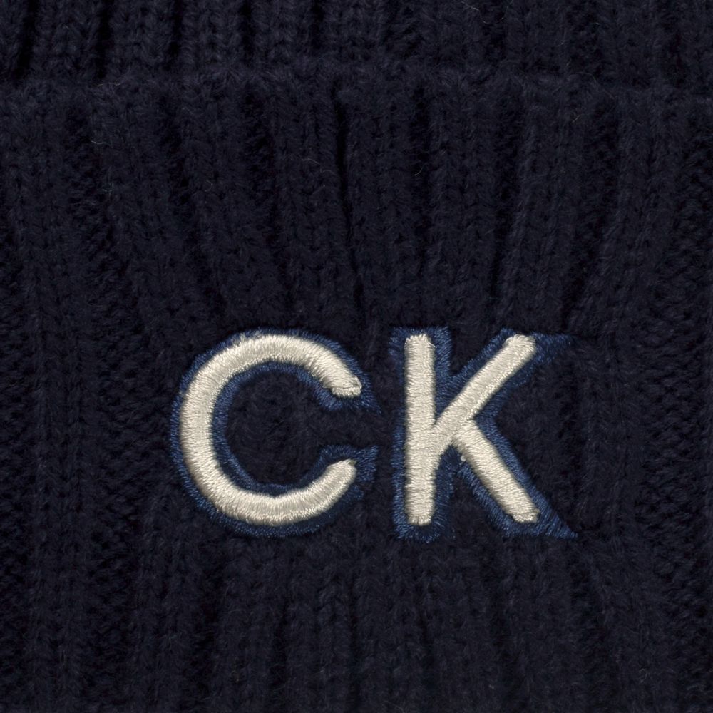 Calvin Klein Ribbed Knit Golf Beanie Hat 2024 CKMA24930 - Evening Blue   