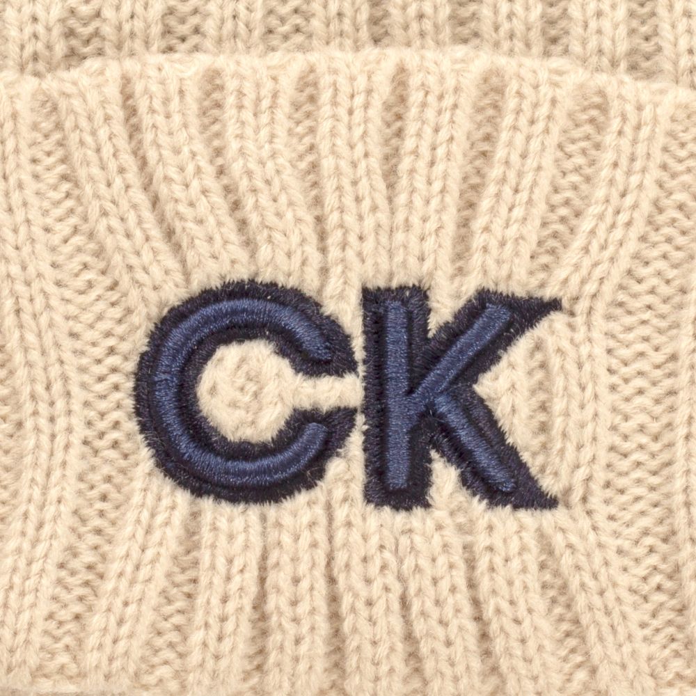 Calvin Klein Ribbed Knit Golf Beanie Hat 2024 CKMA24930 - Sand   