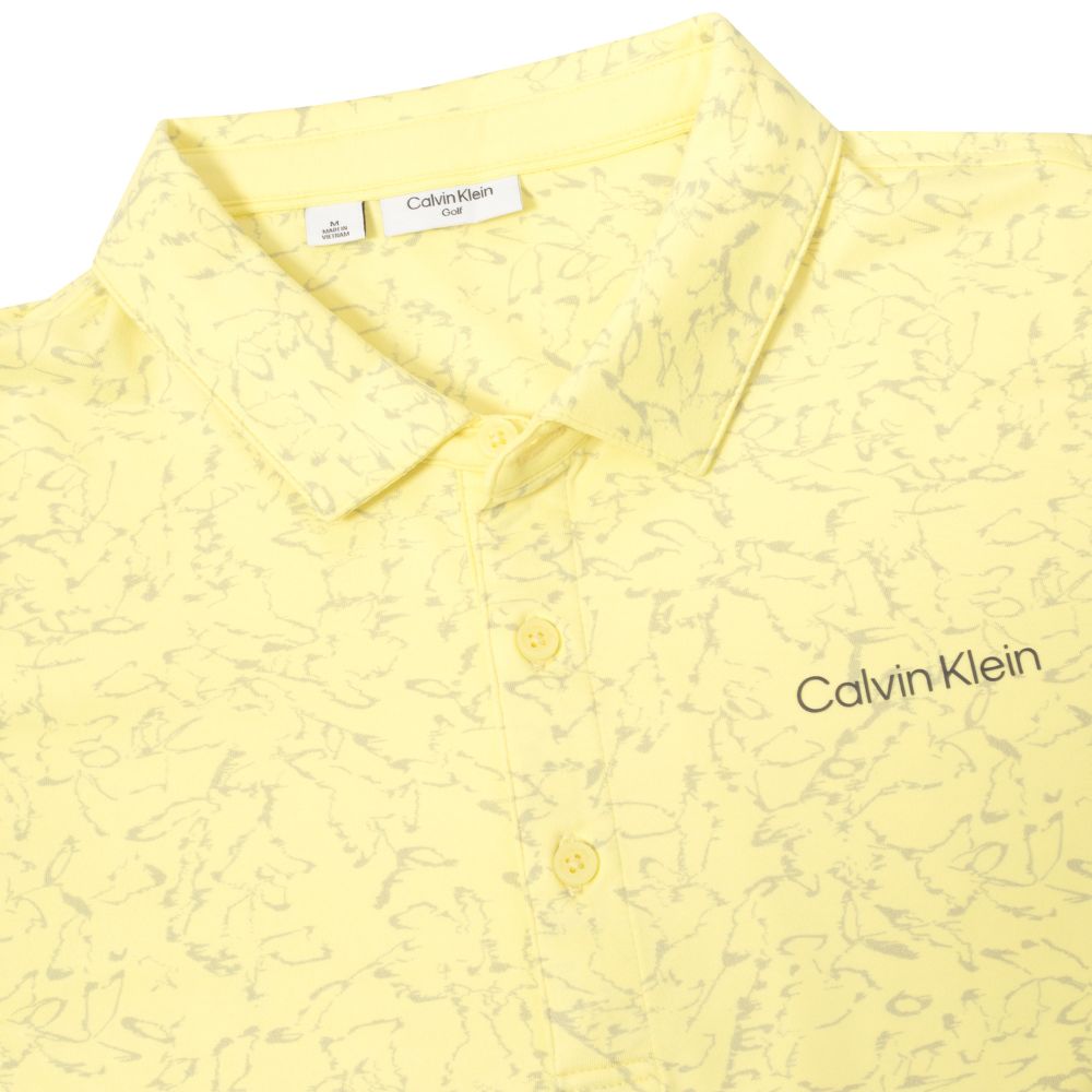 Calvin Klein Abstract Watercolour Printed Golf Polo Shirt 2025 CKMS25938 - Lemon