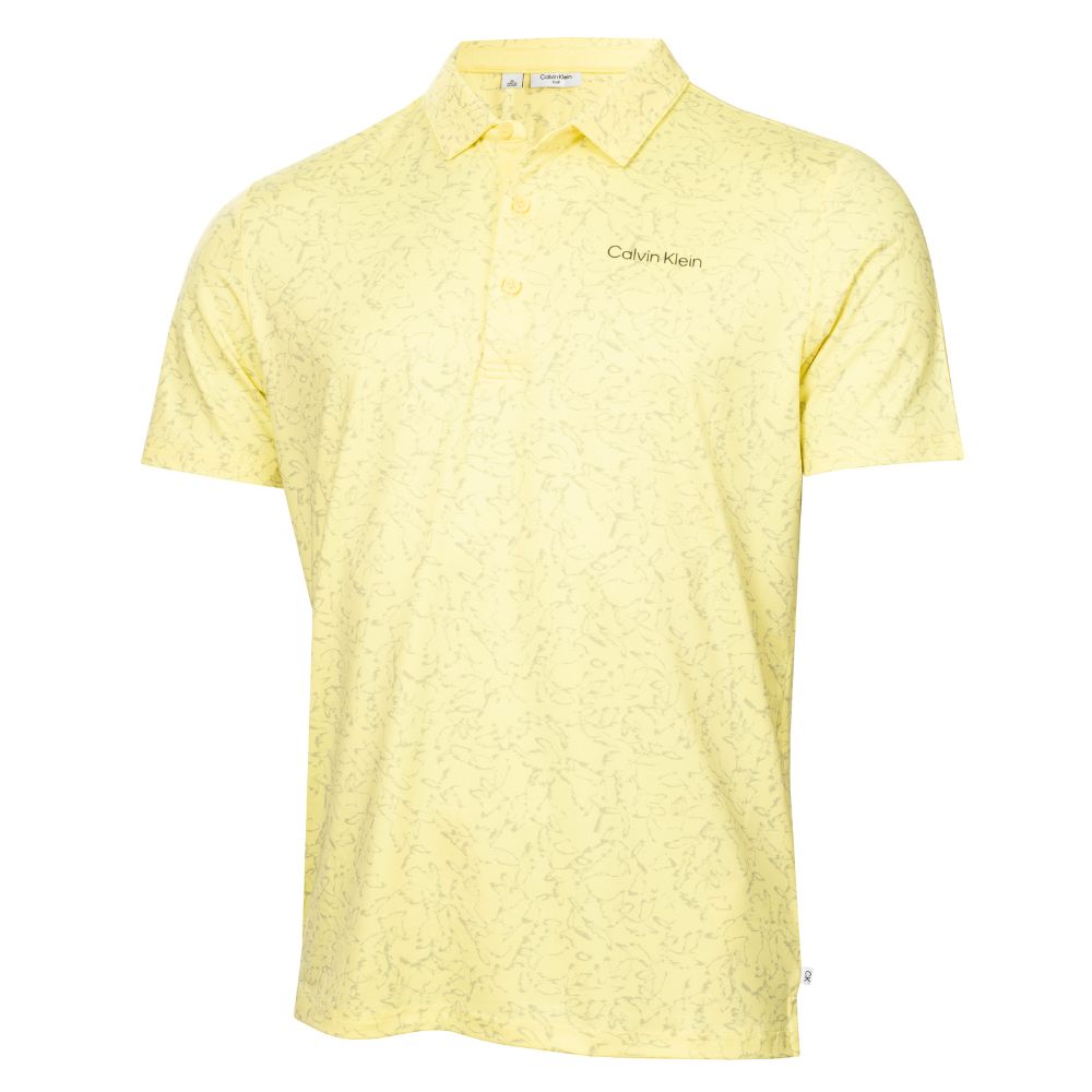 Calvin Klein Abstract Watercolour Printed Golf Polo Shirt 2025 CKMS25938 - Lemon Lemon M