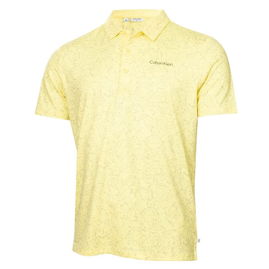 Calvin Klein Abstract Watercolour Printed Golf Polo Shirt 2025 CKMS25938 - Lemon Lemon M