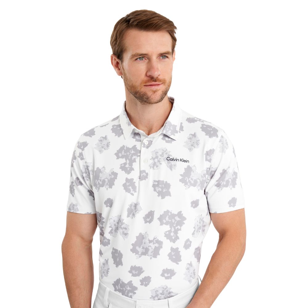 Calvin Klein Cyber Floral Printed Golf Polo Shirt 2025 CKMS25939 - White