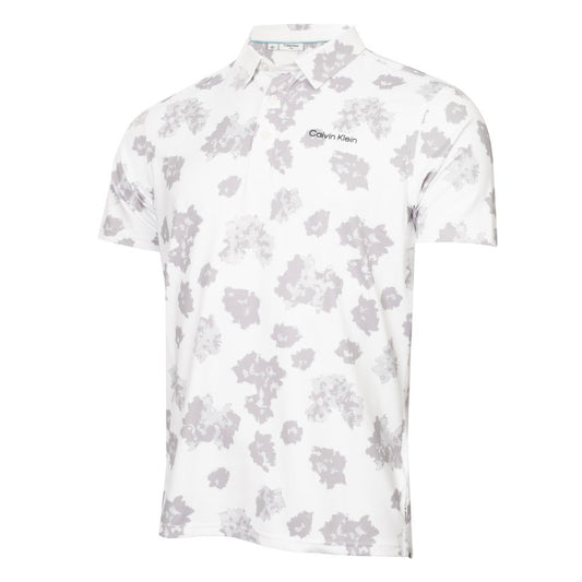 Calvin Klein Cyber Floral Printed Golf Polo Shirt 2025 CKMS25939 - White White M