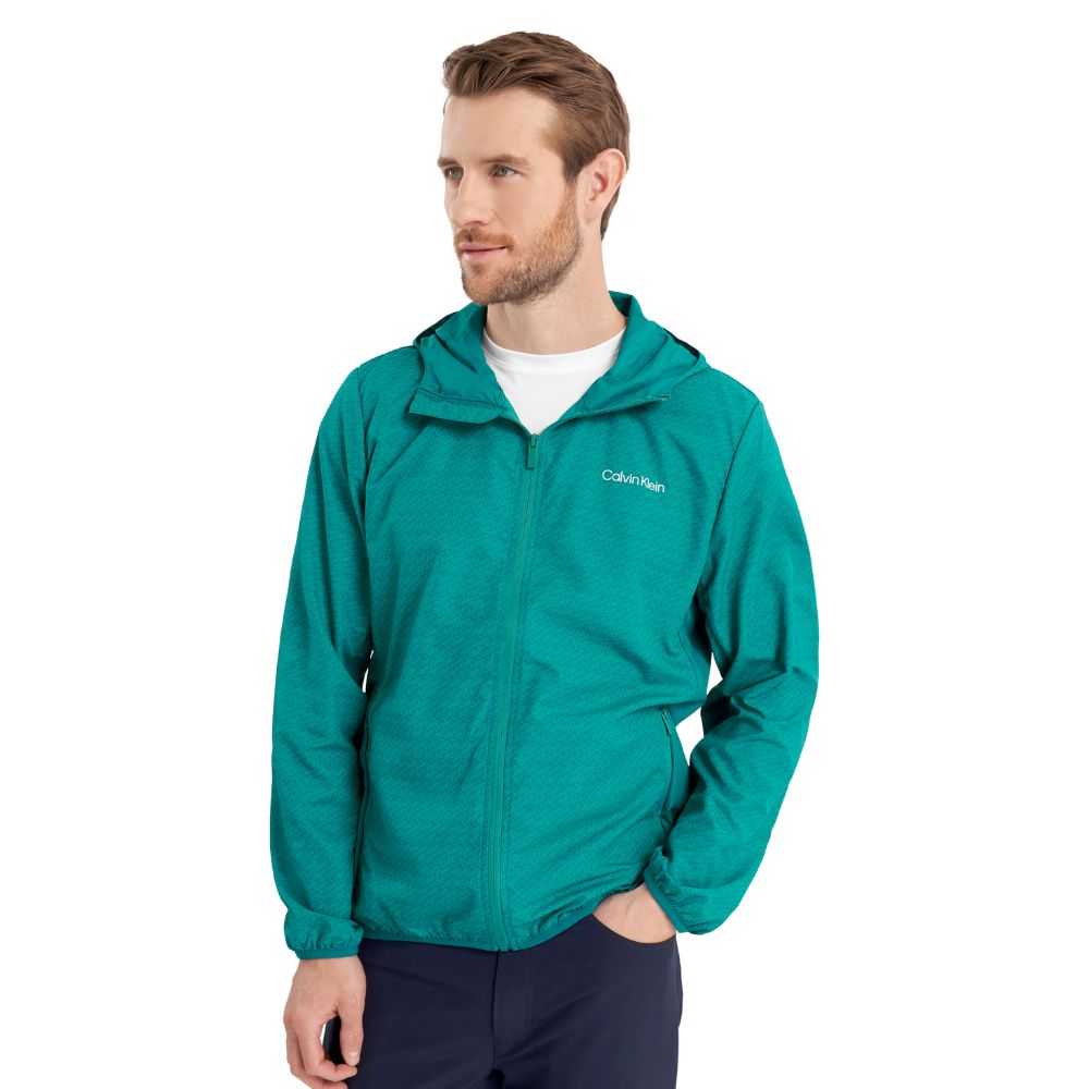 Calvin Klein Printed Windbreaker Golf Hoodie 2025 CKMS25957 - Sea Green