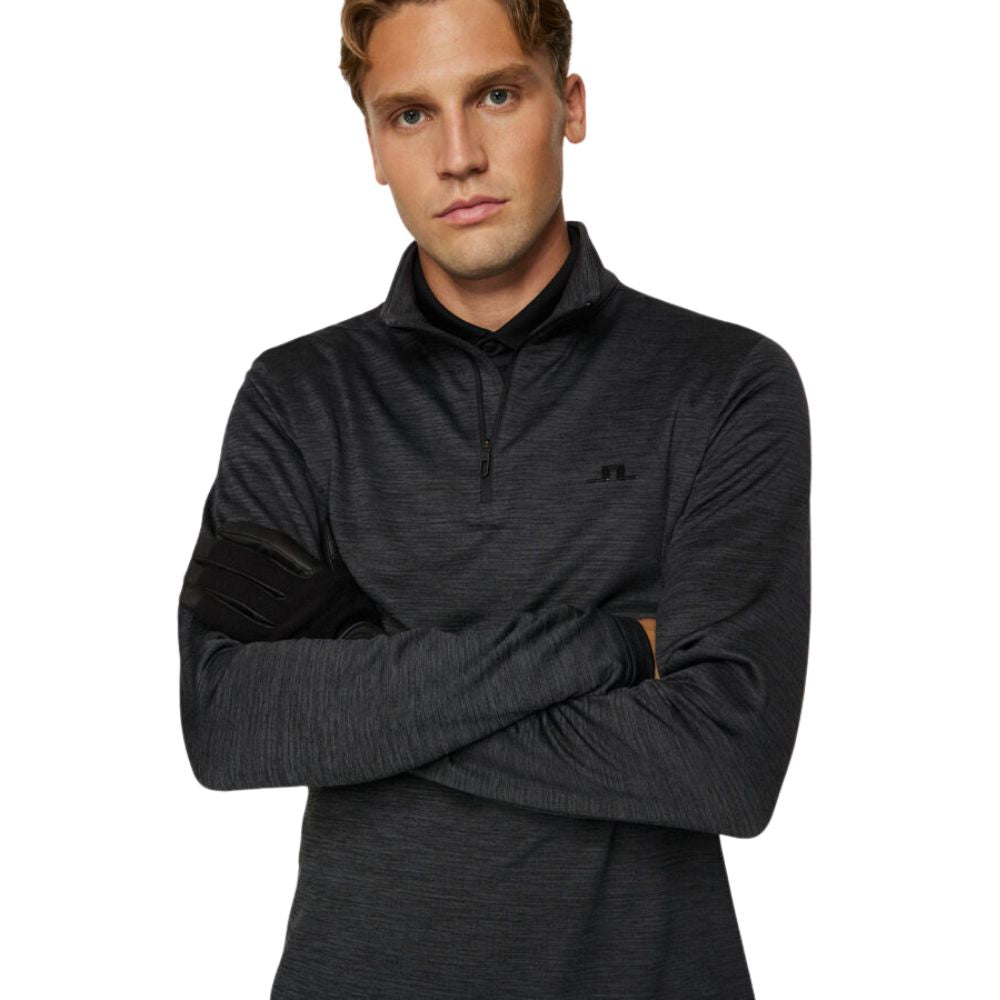 J.Lindeberg Destry 1/4 Zip Mid Layer Golf Pullover Top - GMJS10975 Black Melange Black Melange M