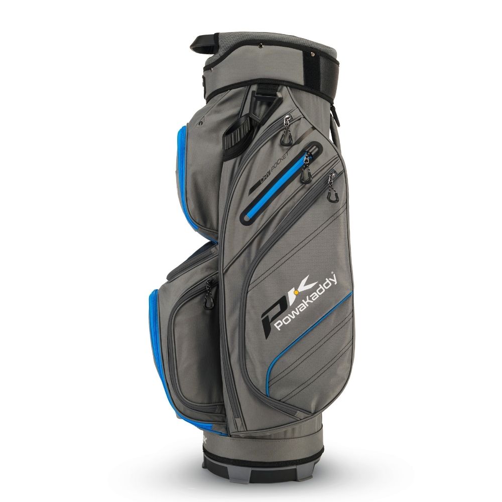 Powakaddy DLX Lite Golf Cart Bag 2024 - Gun Metal Blue Trim   