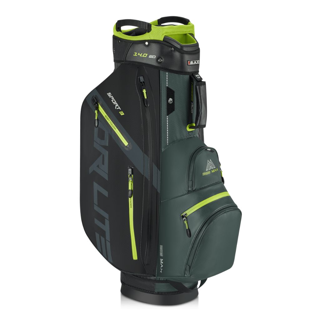 Big Max Dri Lite Sport 3 Golf Cart Bag 2025 - Forest Green / Black / Lime