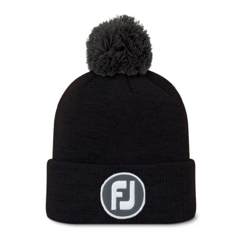 Footjoy Solid Pom Pom Golf Bobble Hat Black  