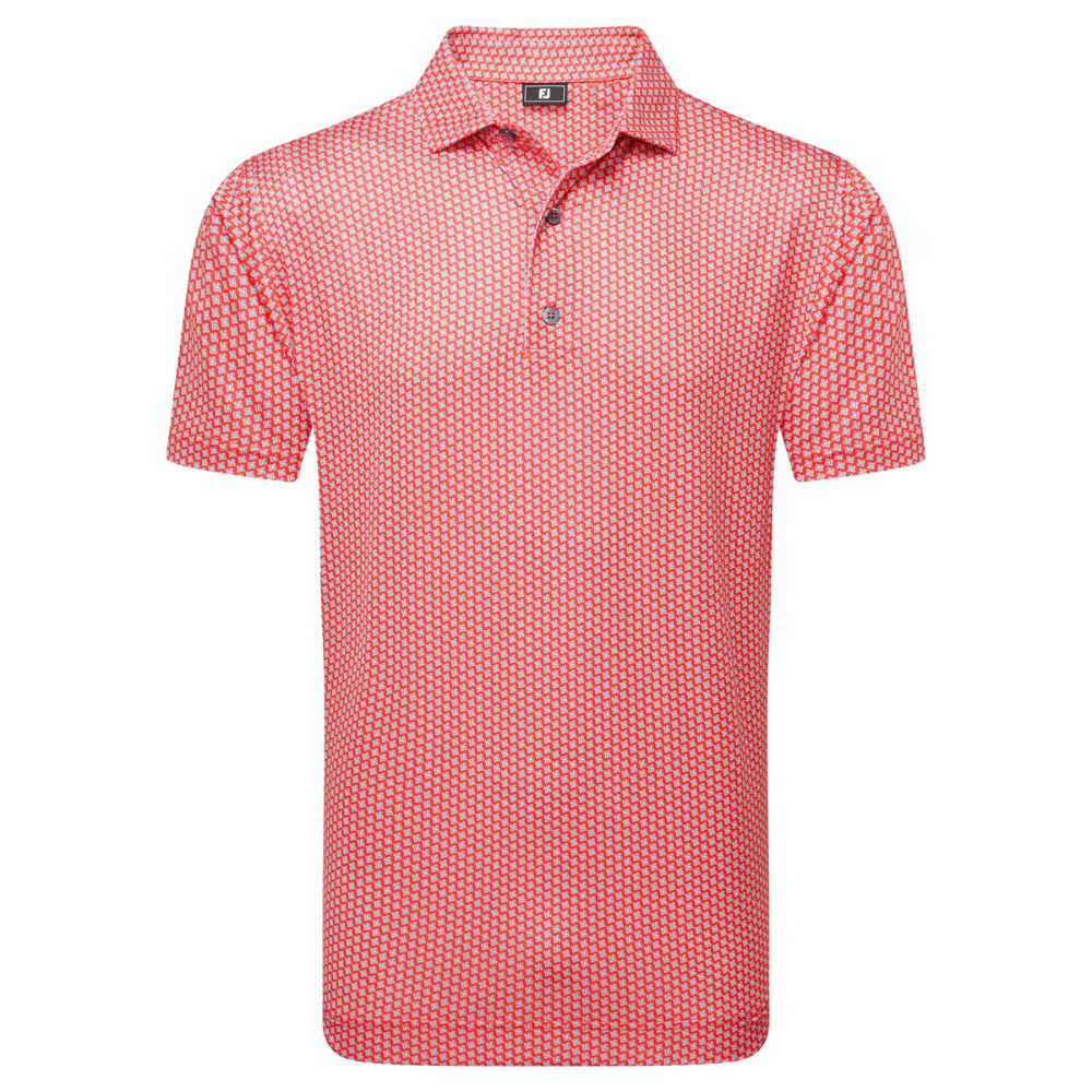 FootJoy Liberty Houndstooth Geo Lisle Golf Polo 2025 - 34010 Hibiscus M