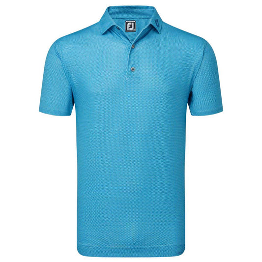 FootJoy Octagon Print Lisle Mens Golf Polo Shirt - 81575 Blue / Ocean S