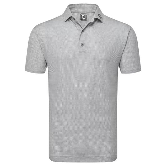 FootJoy Octagon Print Lisle Mens Golf Polo Shirt - 81577 White / Grey S