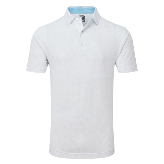 FootJoy Stretch Lisle Dot Print Golf Polo Shirt 2025 - 81674 White / Light Blue M