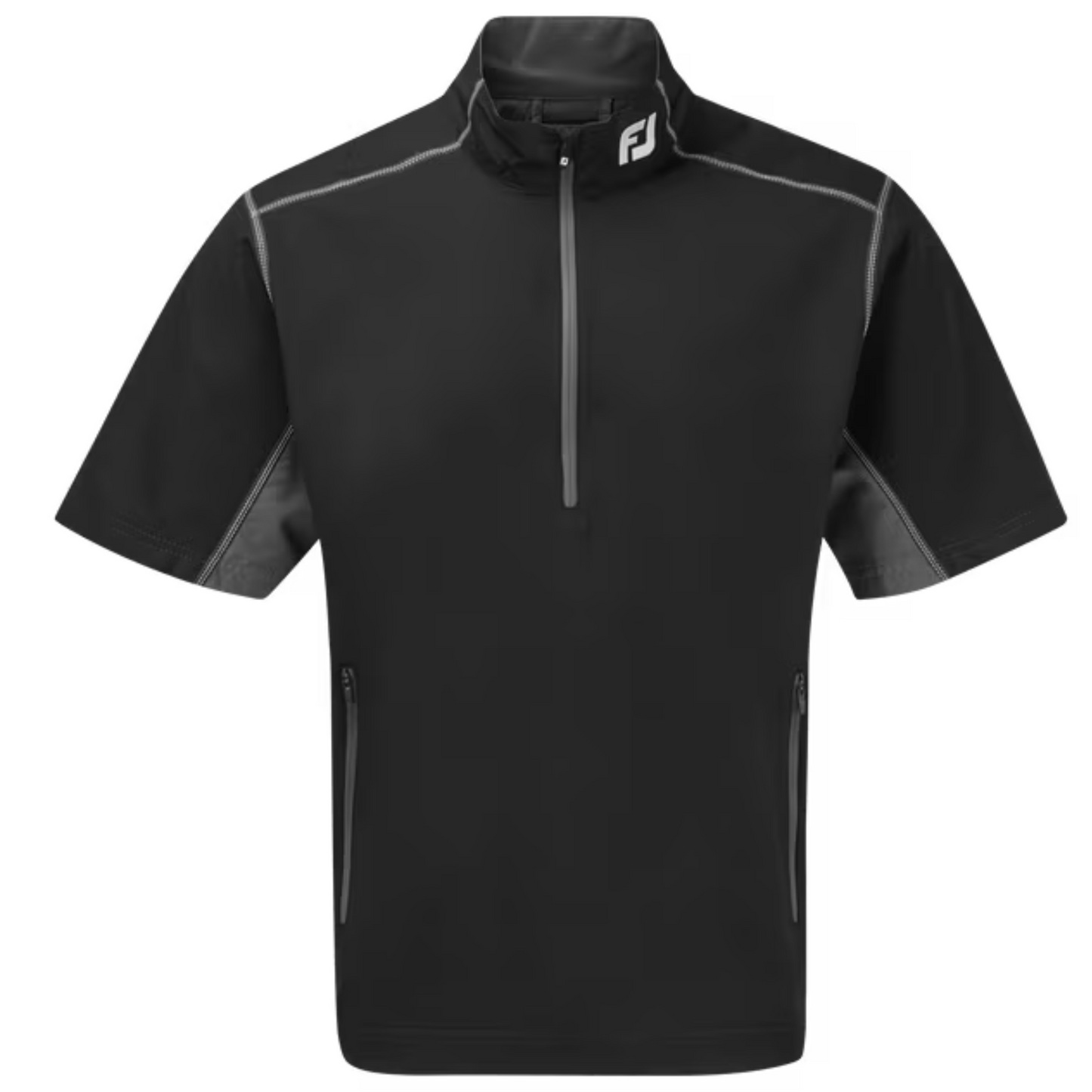 FootJoy 1/2 Zip Short Sleeve Golf Windshirt Black S 