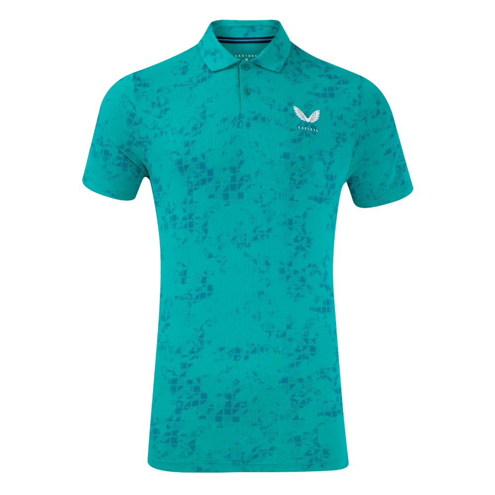 Castore Club Geo Print Mens Golf Polo Shirt 2024 GMD30830-090 Bright Aqua 090 M 