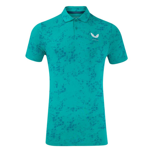 Castore Club Geo Print Mens Golf Polo Shirt - GMD30830-090 Bright Aqua M