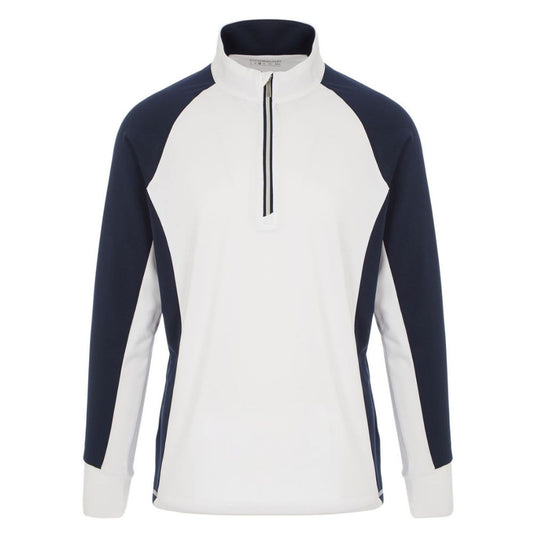 ProQuip Pro-Tech Comfort Stretch 1/4 Zip Midlayer Pullover Top - White / Navy White/Navy M 