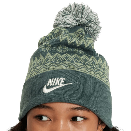 Nike Peak Fair Isle Golf Beanie Bobble Hat 2024 - HF0188 338 Vintage Green / Coconut Milk / Coconut Milk 338  