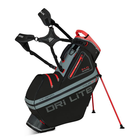 Big Max Dri Lite Hybrid Tour 2 Stand Golf Bag 2025 - Black / Charcoal / Red Black / Charcoal / Red