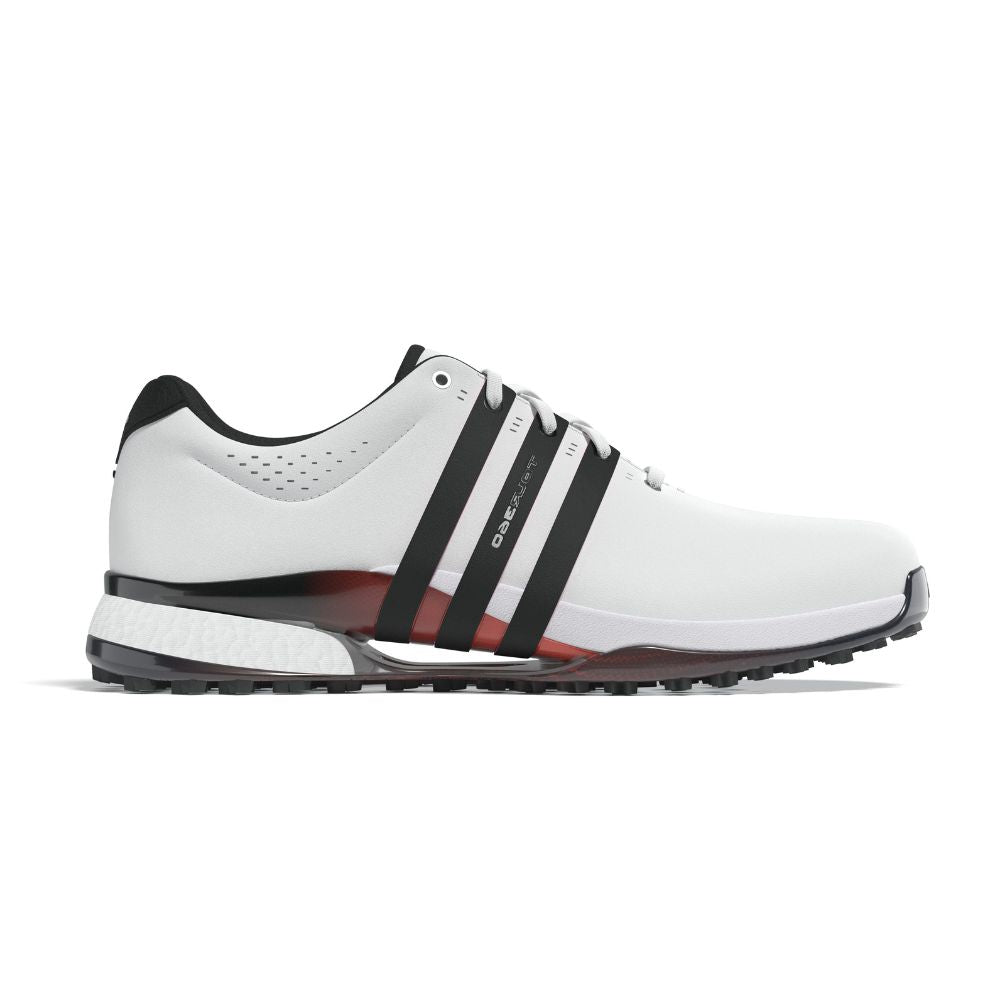 adidas Tour360 Mens Spikeless Golf Shoes 2025 - IH2197 White / Core Black / Lucid Red 8