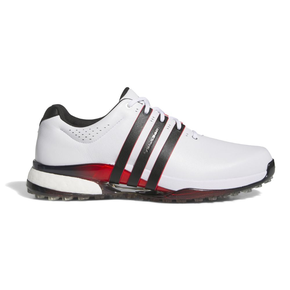 adidas Tour360 Mens Spikeless Golf Shoes 2025 - IH2197 plus FREE ADIDAS CAP White / Core Black / Lucid Red 8